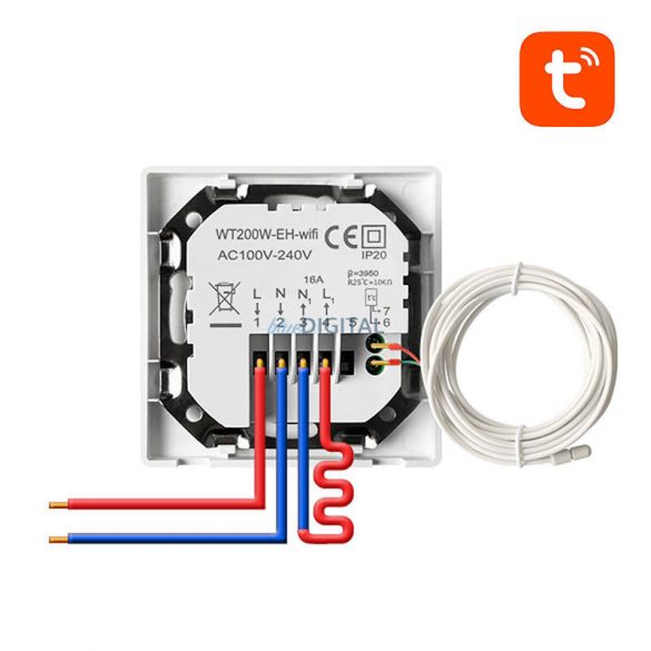 Termostat inteligent Avatto WT200-16A-W Încălzire electrică 16A WiFi TUYA