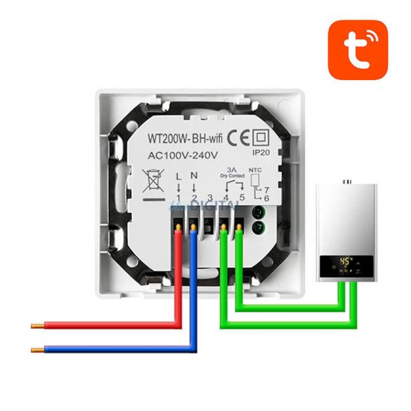 Termostat inteligent Avatto WT200-BH-3A-W încălzire cazan 3A WiFi TUYA