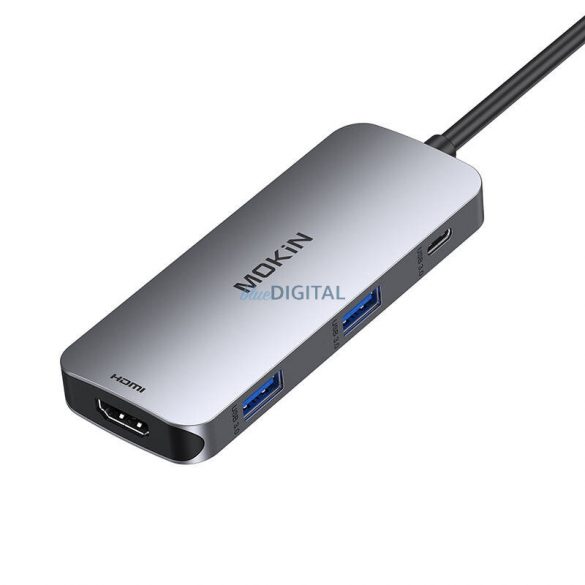 Adaptor MOKiN 7 în 1 Hub USB-C 2x USB 3.0 + 2x USB-C + SD + Micro SD + HDMI (argintiu)