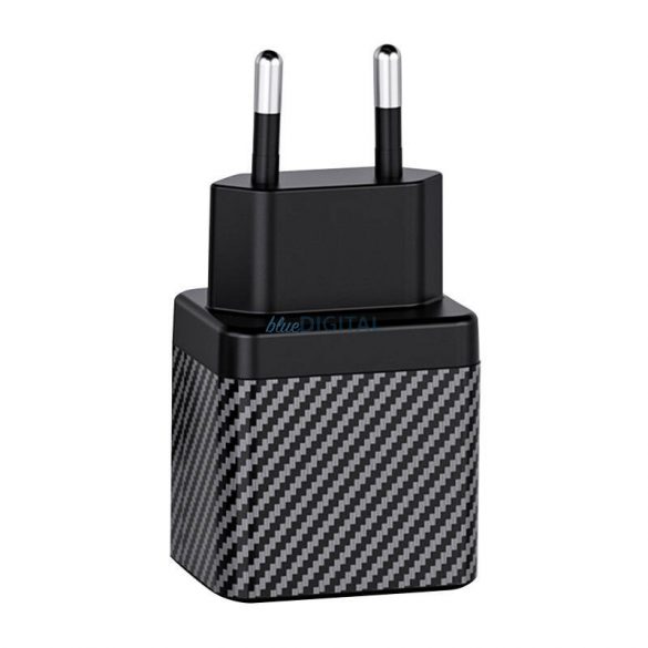 Încărcător de rețea INVZI GaN 2xUSB-C, 45W (negru)