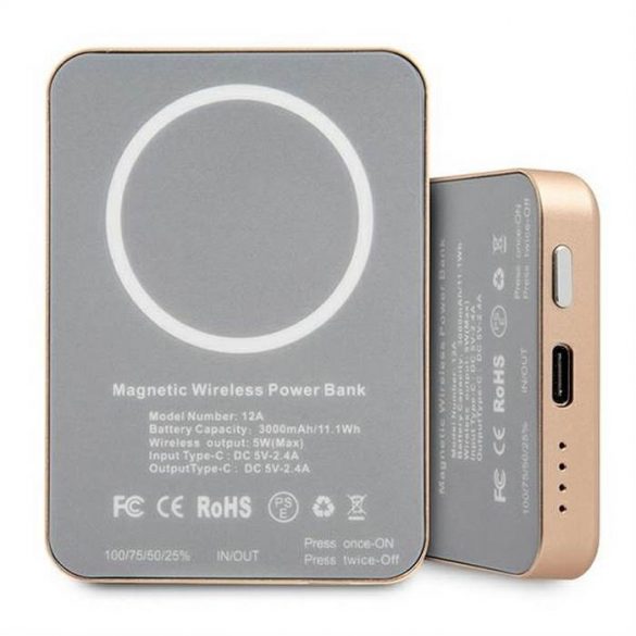 Power bank cu incarcare prin fir GUESS GUPBMSVSLG 3000mAh cu MagSafe