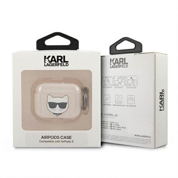 Husa originala KARL LAGERFELD KLA3UCHGD pentru Apple Airpods 3 / auriu + sclipici