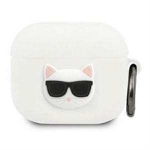 Husa originala KARL LAGERFELD KLACA3SILCHWH pentru Apple Airpods 3 / alba