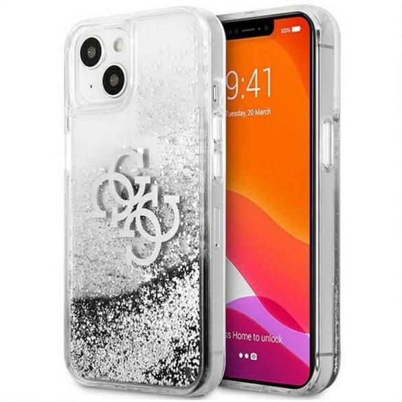 Husă originală GUESS GUHCP13SLG4GSI pentru iPhone 13 MINI (4G Big Liquid Glitter / argintiu)