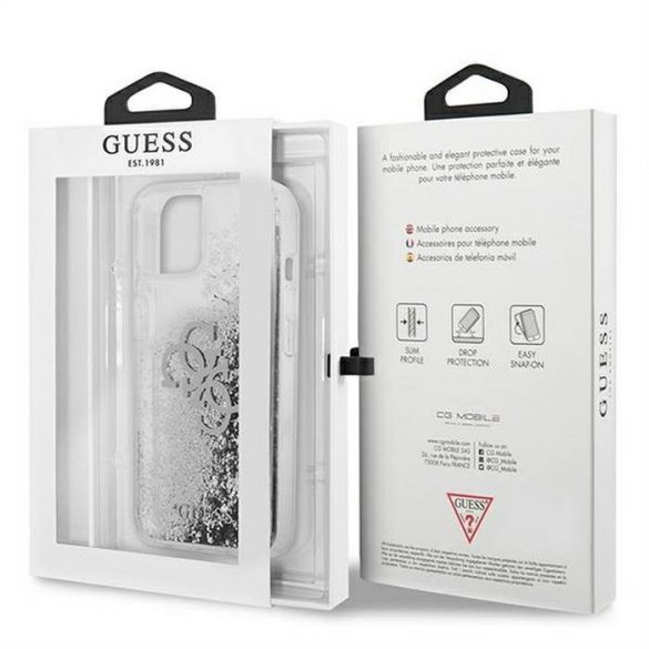 Husă originală GUESS GUHCP13SLG4GSI pentru iPhone 13 MINI (4G Big Liquid Glitter / argintiu)