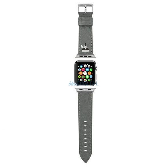 Curea ceas pentru Apple Watch silicon Karl Lagerfeld SAFFIANO KH 42/44mm KLAWLOKHG argintiu