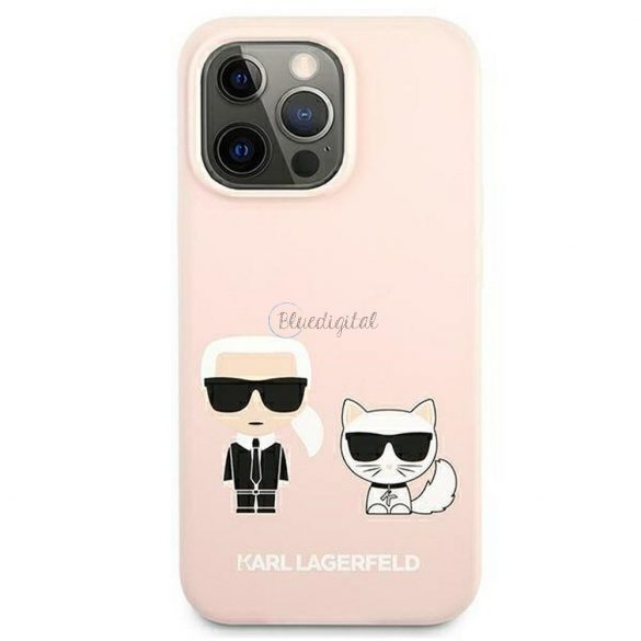 Husă originală KARL LAGERFELD KLHMP13LSSKCI pentru iPhone 13 PRO (Ikonik Karl & Choupette + MAG / roz deschis)