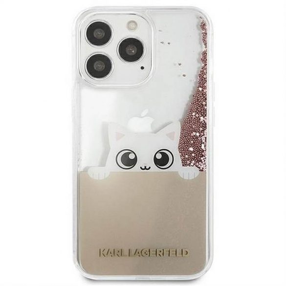 Husă originală KARL LAGERFELD KLHCP13XPABGNU pentru iPhone 14 PRO MAX (Liquid Glitter Peek A Boo / roz)