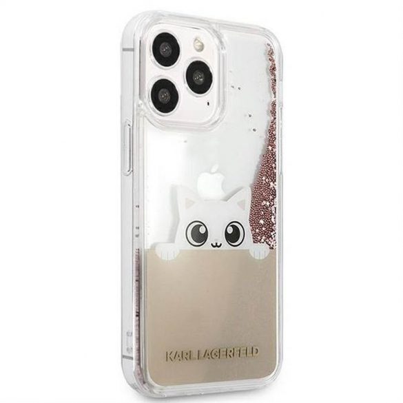 Husă originală KARL LAGERFELD KLHCP13XPABGNU pentru iPhone 14 PRO MAX (Liquid Glitter Peek A Boo / roz)