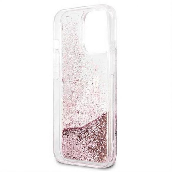 Husă originală KARL LAGERFELD KLHCP13XPABGNU pentru iPhone 14 PRO MAX (Liquid Glitter Peek A Boo / roz)