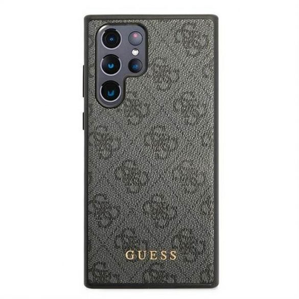 Husă originală GUESS GUHCS22LG4GFGR pentru Samsung S22 Ultra (4G Metal Gold Logo / gri)