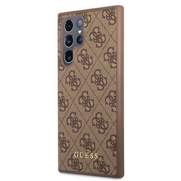 Carcasa originala GUESS GUHCS22LG4GFBR pentru Samsung S22 Ultra (4G Metal Gold Logo / maro)