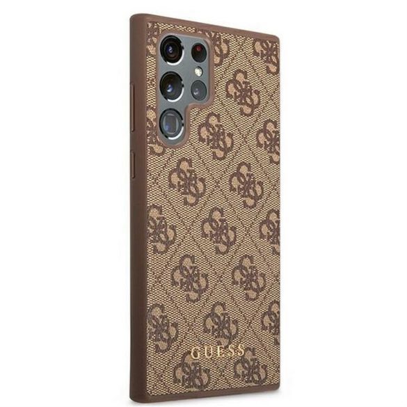 Carcasa originala GUESS GUHCS22LG4GFBR pentru Samsung S22 Ultra (4G Metal Gold Logo / maro)