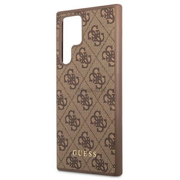 Carcasa originala GUESS GUHCS22LG4GFBR pentru Samsung S22 Ultra (4G Metal Gold Logo / maro)