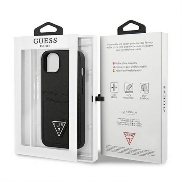 Husă originală GUESS GUHCP13SPSATPK pentru iPhone 13 MINI (Linne și Tiangle / negru)