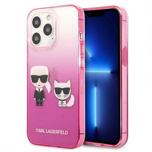 Husă originală KARL LAGERFELD KLHCP13LTGKCP pentru iPhone 13 PRO (K&Chouppete Centered/gradpink)