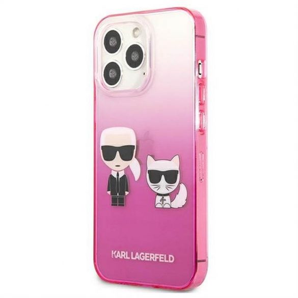 Husă originală KARL LAGERFELD KLHCP13LTGKCP pentru iPhone 13 PRO (K&Chouppete Centered/gradpink)