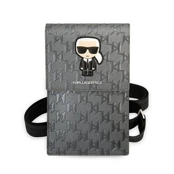 Geanta universala pentru mobil Karl Lagerfeld KLWBSAMIPG (Monogram Ikonik Path / argintiu)