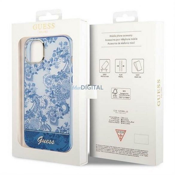 Carcasa originala GUESS GUHCP14MHGPLHB pentru iPhone 14 PLUS (IML Electro Cam TDJ / albastru)