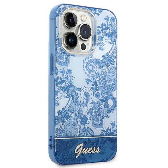 Carcasa originala GUESS GUHCP14LHGPLHB pentru iPhone 14 PRO (IML Electro Cam TDJ / albastru)