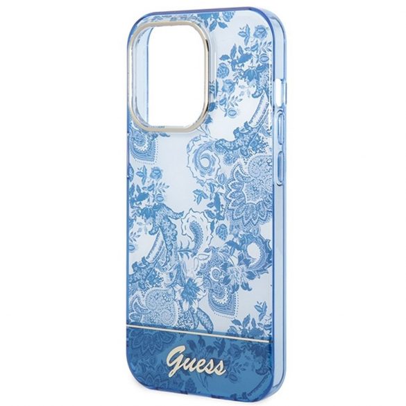 Carcasa originala GUESS GUHCP14LHGPLHB pentru iPhone 14 PRO (IML Electro Cam TDJ / albastru)