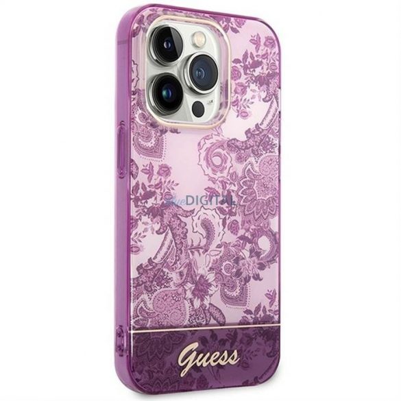 Carcasa originala GUESS GUHCP14LHGPLHF pentru iPhone 14 PRO (IML Electro Cam TDJ/fuschia)