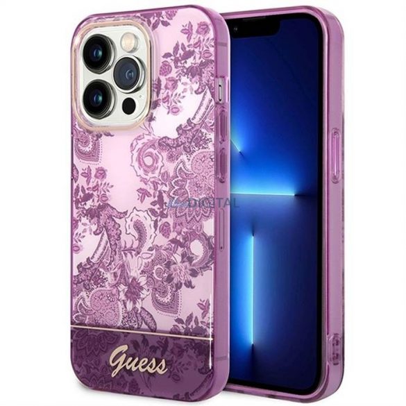 Carcasa originala GUESS GUHCP14LHGPLHF pentru iPhone 14 PRO (IML Electro Cam TDJ/fuschia)