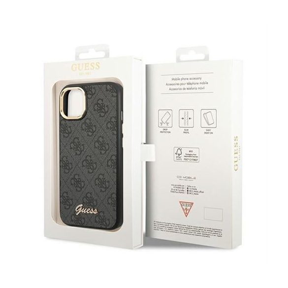 Husă GUESS pentru IPHONE 13 / 14 / 15 GUHCP14SHG4SHK (4G Vintage Gold Logo) neagră