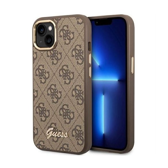 Husă GUESS pentru IPHONE 13 / 14 / 15 GUHCP14SHG4SHW (4G Vintage Gold Logo) maro