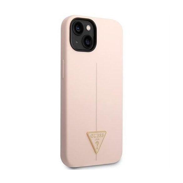 Husa GUESS pentru IPHONE 13 / 14 / 15 GUHCP14SSLTGP (triunghi din silicon) roz