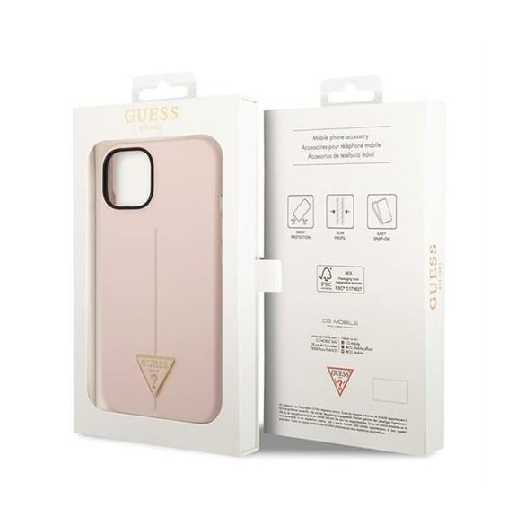 Husa GUESS pentru IPHONE 13 / 14 / 15 GUHCP14SSLTGP (triunghi din silicon) roz