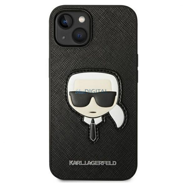 Husă originală KARL LAGERFELD KLHCP14MSAPKHK pentru iPhone 14 PLUS (Saffiano cu plasture Karl Head / negru)