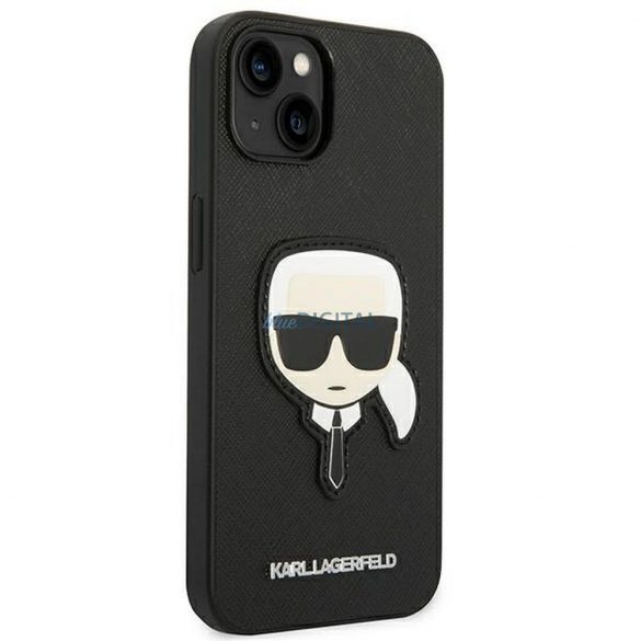 Husă originală KARL LAGERFELD KLHCP14MSAPKHK pentru iPhone 14 PLUS (Saffiano cu plasture Karl Head / negru)