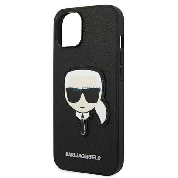 Husă originală KARL LAGERFELD KLHCP14MSAPKHK pentru iPhone 14 PLUS (Saffiano cu plasture Karl Head / negru)