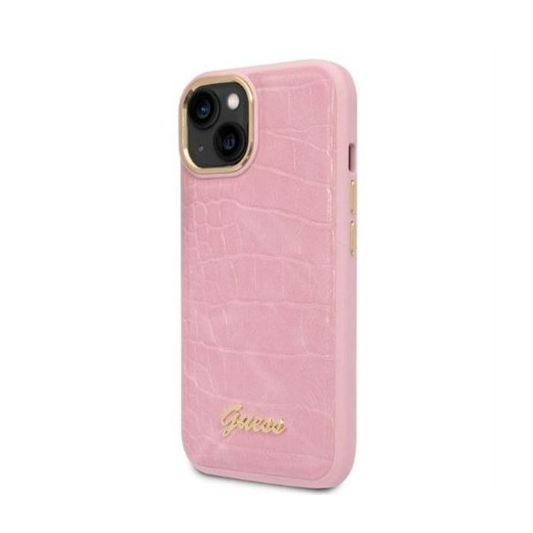 Husa GUESS pentru IPHONE 13 / 14 / 15 GUHCP14SHGCRHP (Colecția Croco) roz