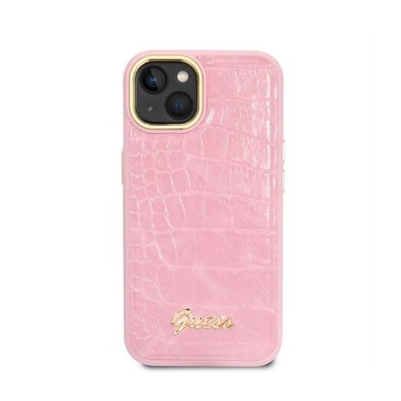 Husa GUESS pentru IPHONE 13 / 14 / 15 GUHCP14SHGCRHP (Colecția Croco) roz