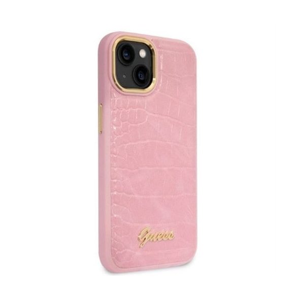 Husa GUESS pentru IPHONE 13 / 14 / 15 GUHCP14SHGCRHP (Colecția Croco) roz