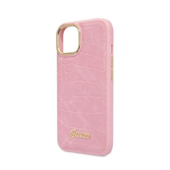 Husa GUESS pentru IPHONE 13 / 14 / 15 GUHCP14SHGCRHP (Colecția Croco) roz