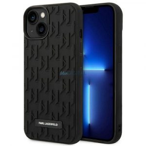 Husă originală KARL LAGERFELD KLHCP14MRUPKLPK pentru iPhone 14 PLUS (carcasă din cauciuc 3D, model monogramă, placă metalică / negru)