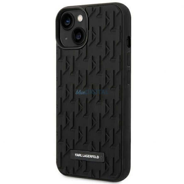 Husă originală KARL LAGERFELD KLHCP14MRUPKLPK pentru iPhone 14 PLUS (carcasă din cauciuc 3D, model monogramă, placă metalică / negru)