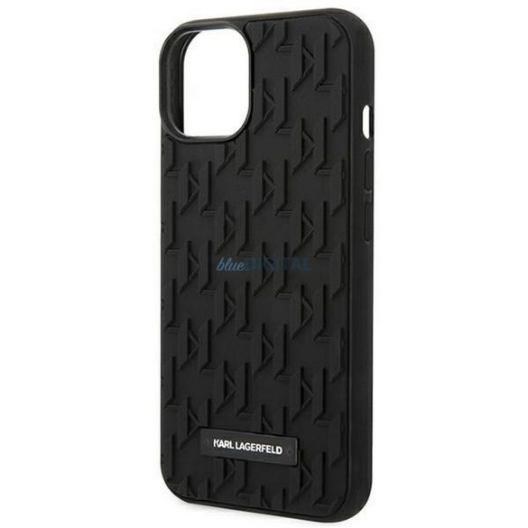 Husă originală KARL LAGERFELD KLHCP14MRUPKLPK pentru iPhone 14 PLUS (carcasă din cauciuc 3D, model monogramă, placă metalică / negru)