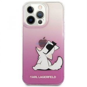 Husă originală KARL LAGERFELD KLHCP14LCFNRCPI pentru iPhone 14 PRO (Choupette Eat / roz)