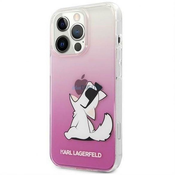 Husă originală KARL LAGERFELD KLHCP14LCFNRCPI pentru iPhone 14 PRO (Choupette Eat / roz)