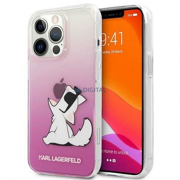 Husă originală KARL LAGERFELD KLHCP14LCFNRCPI pentru iPhone 14 PRO (Choupette Eat / roz)