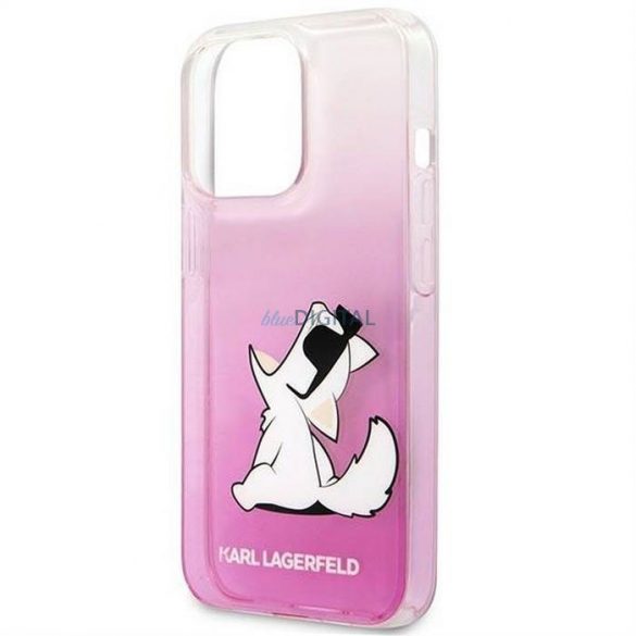 Husă originală KARL LAGERFELD KLHCP14LCFNRCPI pentru iPhone 14 PRO (Choupette Eat / roz)