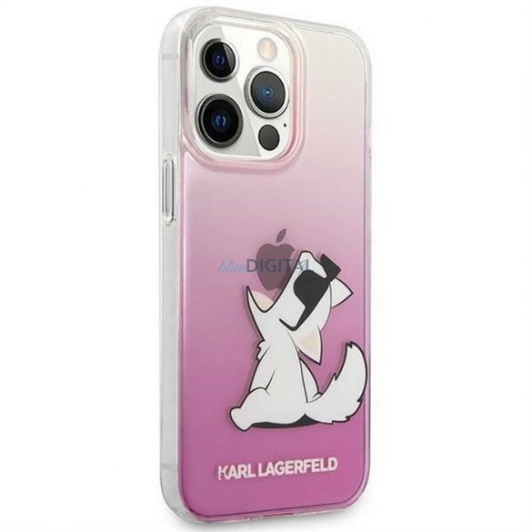 Husă originală KARL LAGERFELD KLHCP14LCFNRCPI pentru iPhone 14 PRO (Choupette Eat / roz)