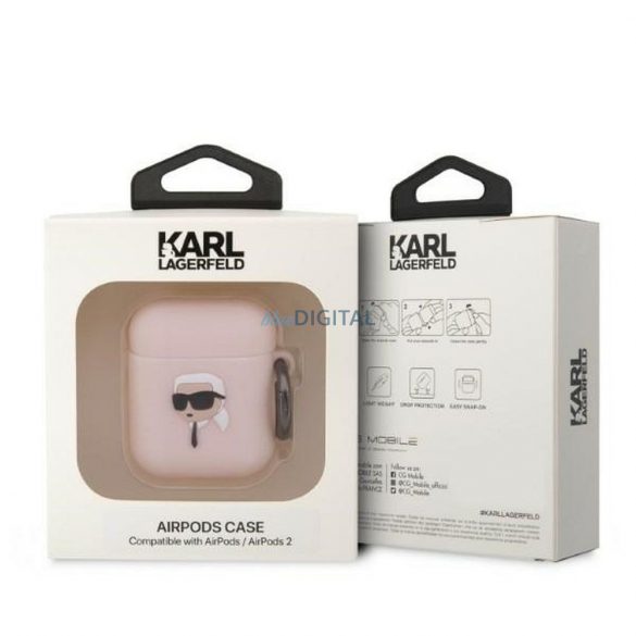 Husa originala KARL LAGERFELD KLA2RUNIKP pentru Apple Airpods 1 / 2 (3D Sil NFT Karl / roz)