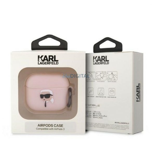 Husa originala KARL LAGERFELD KLA3RUNIKP pentru Apple Airpods 3 (3D Sil NFT Karl / roz)