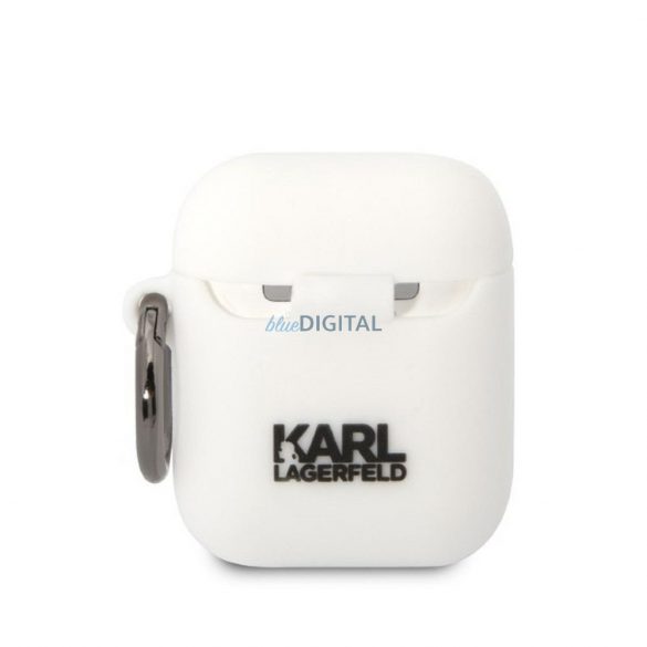 Husa originala KARL LAGERFELD KLA2RUNCHH pentru Apple Airpods 1 / 2 (3D Sil NFT Choupette / alb)