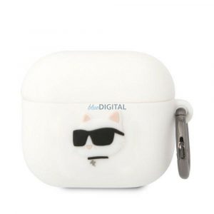 Husă originală KARL LAGERFELD KLA3RUNCHH pentru Apple Airpods 3 (3D Sil NFT Choupette / alb)